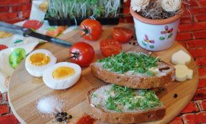 salad sandwich with gourmet salt