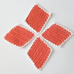 Soft Orange White Coasters set of 4