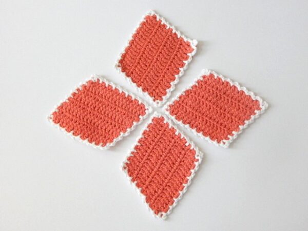 Soft Orange White Coasters set of 4