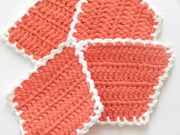 Soft Orange White Coasters set of 4 - Image 2