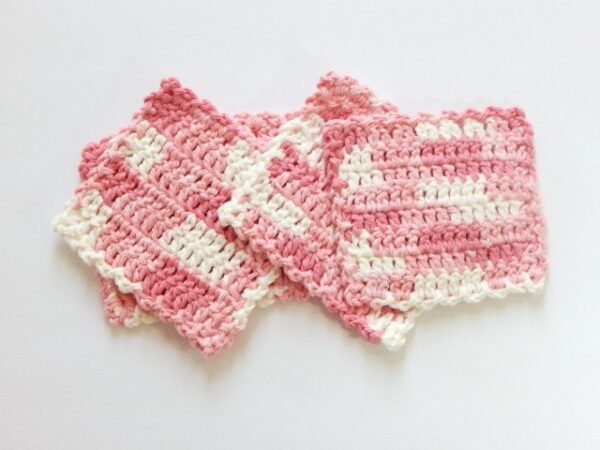 Pink White coasters, set of 4