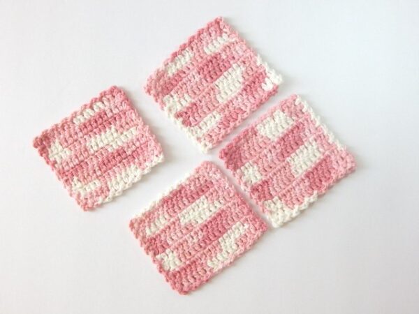 Pink White coasters, set of 4 - Image 2